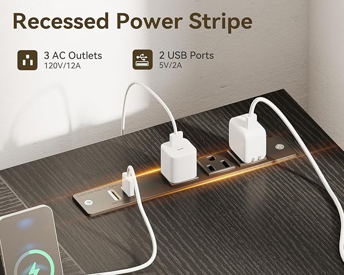 ODK 61'' L Shaped Desk with 4 Drawers, Reversible Corner Desk with Storage, Gaming Table with Power Outlets, USB Ports, PC Case Shelf, Computer Desk for Home Office, Study, Easy Assembly, Black