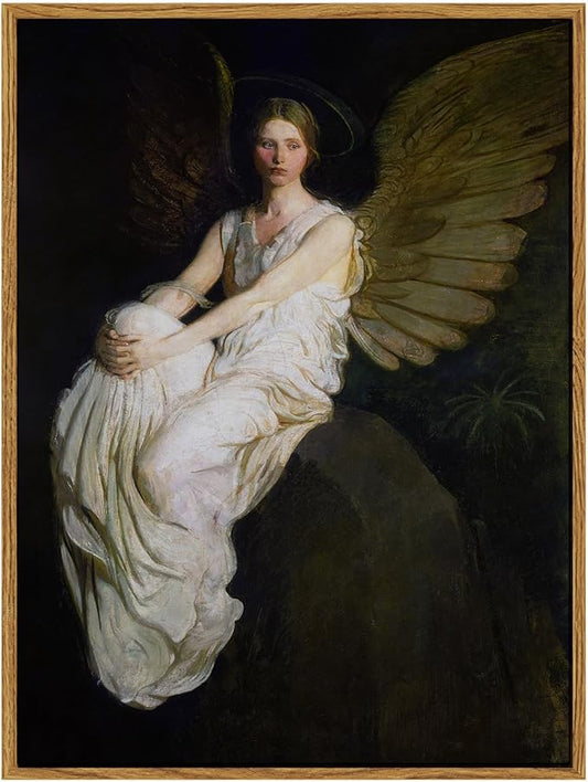 InSimSea Framed Wall Art for Living Room Home DecorStevenson Angel Vintage America Country Memorial Classical Oil Painting Prints Decorative for Living Room Bedroom Office Wall Decor 12x16in