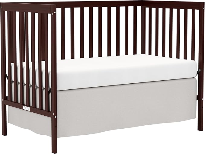 Baby Crib 5-in-1 Convertible, Wooden Nursery Cribs Converts to Toddler Bed, Daybed and Full Size Bed, 3 Adjustable Base, Non-Toxic Finish (Espresso)