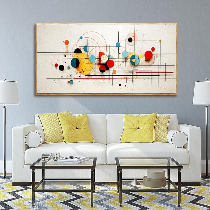 hyidecorart Wall Art For Living Room Large Wood Framed Decorations For Bedroom Room Modern Office Wall Decor Color line Abstract Wall Painting Mural Canvas Prints Pictures Artwork Home Decor