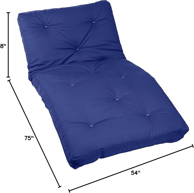 Mozaic Full Size 8-Inch Cotton Twill Gel Dual Memory Foam Futon Mattress, Black