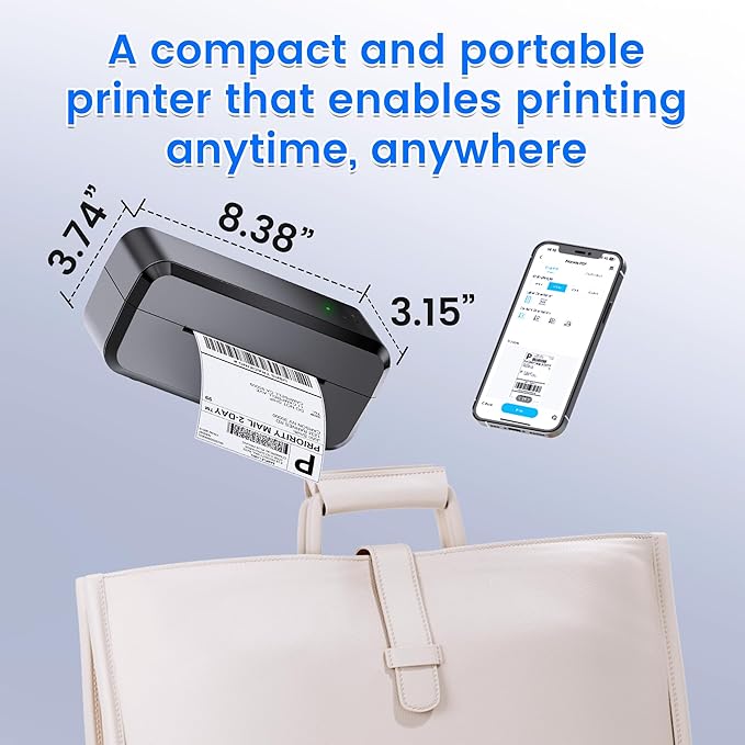 Bluetooth Thermal Shipping Label Printer, Wireless 4x6 Label Printer for Shipping Packages & Small Business, Compatible with Android, IOS, Windows and Mac, Widely Used for Ebay, Amazon, Shopify, Etsy