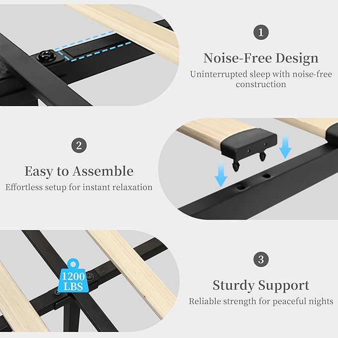 Queen Led Bed Frame with 2 Drawers, Modern Sturdy Adjustable Upholstered Crystal Button Tufted Headboard Platform Bedframe with Storage, No Box Spring Needed, Noise-Free, Easy Assembly, Velvet Grey