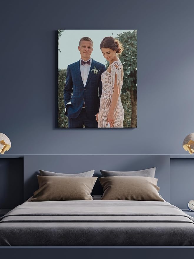 Jovivi Custom Canvas Prints with Your Pictures - Personalized Photos Print,Wall Art Poster Canvas Printing Customized Photo Gifts for Wedding Family Pets Home Office Decor Frame 14x11