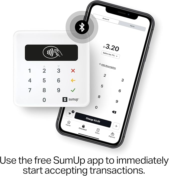 SumUp Plus Card Reader, Bluetooth - NFC RFID Credit Card Reader for Smartphone
