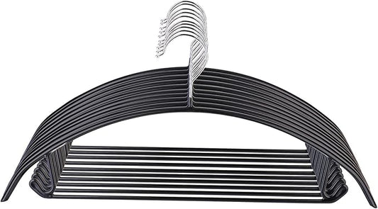 Tosnail 10-Pack Non-Slip Sweater Hangers with Pants Bar, Dimple and Crease Free Hanger for Suit Coat, Shirt, Closet Organizer, Black