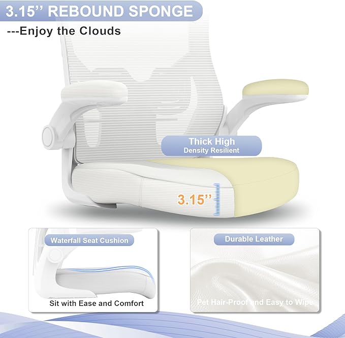 Office Chair, High Back Desk Chair Adjustable Height and Ergonomic Design Home Office Computer Chair Executive Lumbar Support Padded Flip-up Armrest Swivel Task Chair