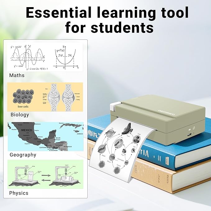 ORGBRO Sticker Printer, X3 Mini Bluetooth Printer Supports 2-3 Inch Printing Width, Thermal Sticker Maker Machine for Photos, Study Notes, Compatible with iOS & Android, Easy to Use, Olive Green