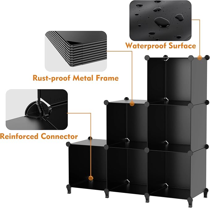 HOMIDEC Closet Organizers and Storage, 16 Cube Storage Organizer, Closet Organizer Bookshelf Cubes Shelves for Clothes, Bedroom, Kids Room, Bathroom, Wardrobe, Garment Racks, Black
