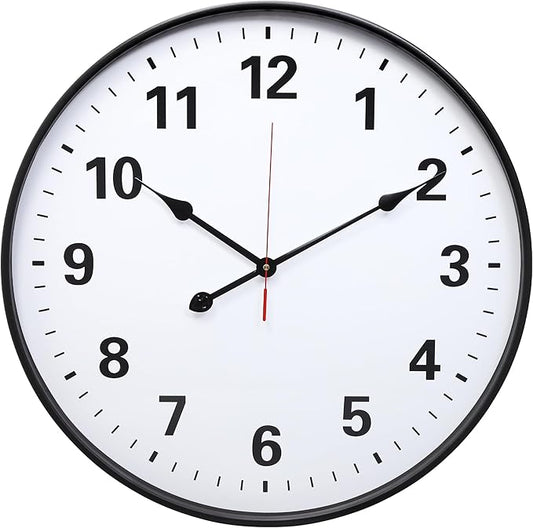 LEIKE Metal Large Wall Clock 24IN Black, Retro Silent Quartz Battery Operated, Decorative for Patio, Kitchen, Living Room, Bedroom, Pool