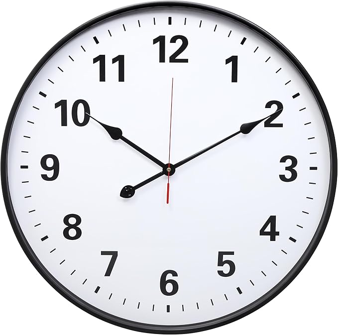 LEIKE Metal Large Wall Clock 24IN Black, Retro Silent Quartz Battery Operated, Decorative for Patio, Kitchen, Living Room, Bedroom, Pool