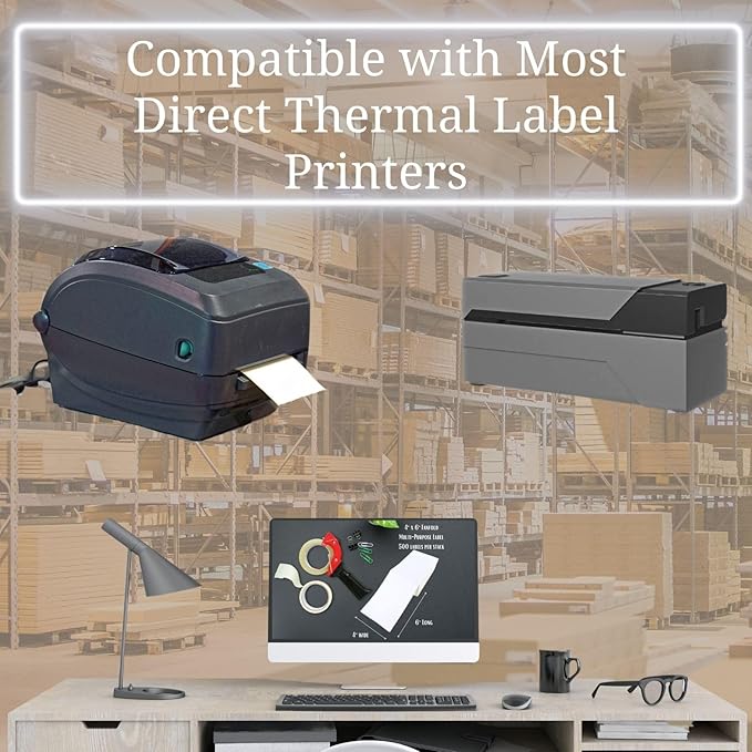 4000 Fanfold 4" x 6" Standard Shipping Labels - Perforated Shipping Labels | Commercial Grade White Mailing Postage Labels with Extra Strong Adhesive - Compatible with Most Label Printers