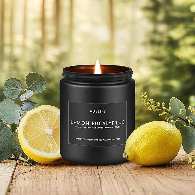Lemon Eucalyptus Candle | Scented Candle for Home, Aromatherapy Candles - Soy Candles for Home Scented, Gift for Women Men, Home Fragrance Decoration -7oz