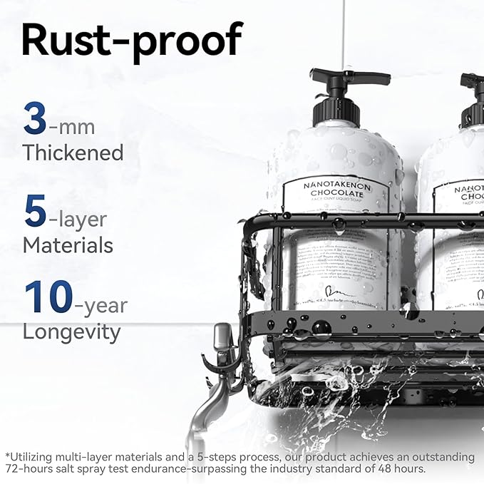 YASONIC Shower Caddy, 100% Rustproof Shower Shelves for Inside Shower, No Drilling Bathroom Organizers and Storage, 6 Pack Large Capacity Bathroom Caddy for Kitchen & Home Decor