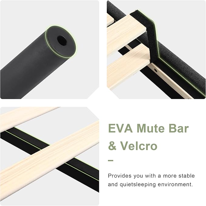 Feonase Full Size Bed Frame with Upholstered Wingback Headboard,Button Tufted Platform Bed and Heavy Duty Wooden Slats Support,Easy Assembly, Noise-Free,No Box Spring Needed, Black