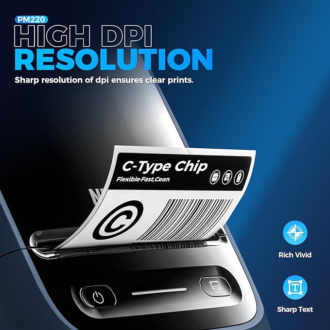 Nelko PM220 Bluetooth Label Maker Machine With Tape, 2 Inch Portable Thermal Printer for Small Business, Logo, Clothing, Sticker for Phones & PC, With 3 Labels, Deep Blue