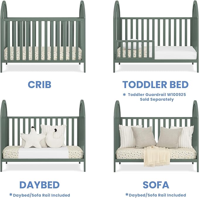 Delta Children Milano 4-in-1 Convertible Crib - Greenguard Gold Certified, Grassy Glen