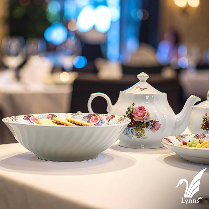 Lynns Paradise Philomena 9-Inch Big Bowl, Set of 3, Pink; Heavy Duty; Chip Resistant; Lead and Cadmium Free; Freezer to Oven Safe up to 500°F