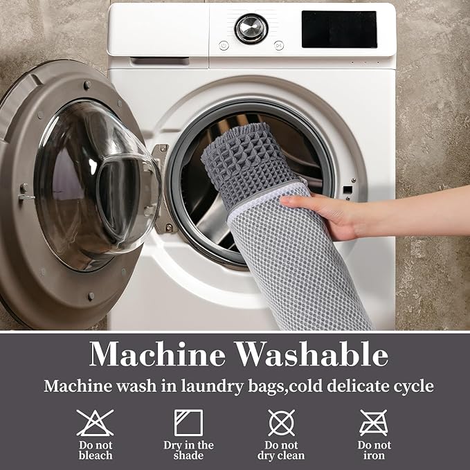 RESARE Waffle Bath Mat - Super Absorbent Non Slip Machine Washable, Ultra Soft Boho Rug with Tassels, Upgraded Bordered Design, 17"x24" Dark Grey