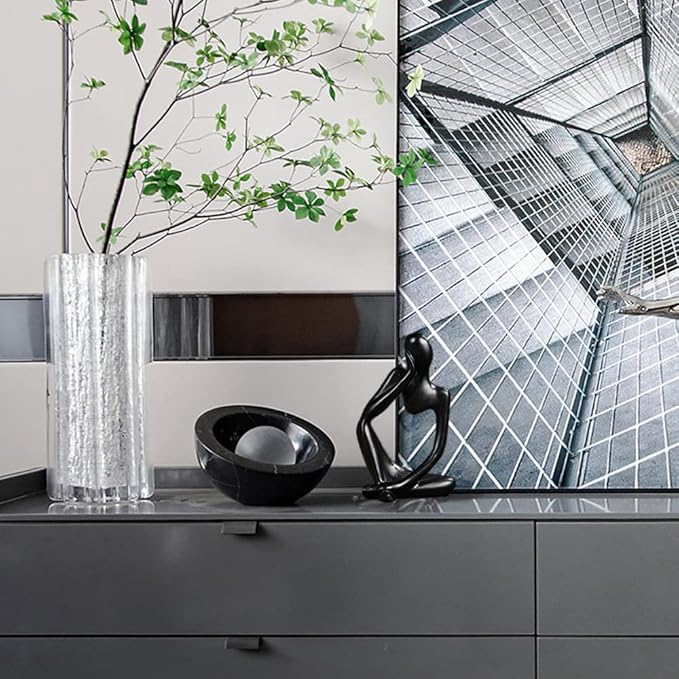 BOPART Resin Thinker Statues Black Decor for Home, Office or Living Room, Black Figurines Sculptures for Floating Shelf, Coffee Table Decoration