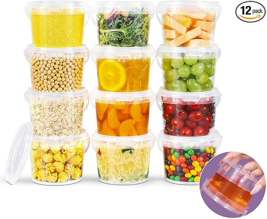 ASEVAT 10oz Airtight Plastic Storage Containers, Reusable Food Storage Containers, Stackable Microwave Safe Bowls With Lids, Freezer Safe Containers, Sauce, Soup (12Pack)