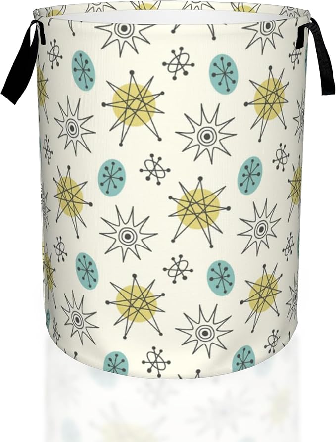 Mid Century Modern Pattern Laundry Basket,Waterproof Foldable Laundry Hamper,Dirty Clothes Laundry Basket, Linen Bin Storage Organizer for Toy Collection 16" x 20"
