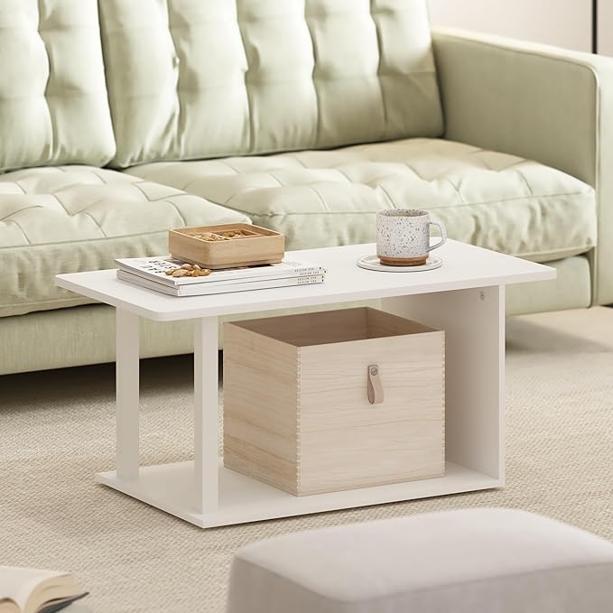 Furinno Basic Home Living Coffee Table, White/White