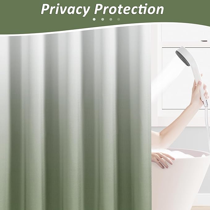 Naturoom Light Sage Shower Curtains for Bathroom,Ombre Cloth Fabric Shower Curtain Set with 12 Hooks Light Sage Bathroom Decor 72 x 72