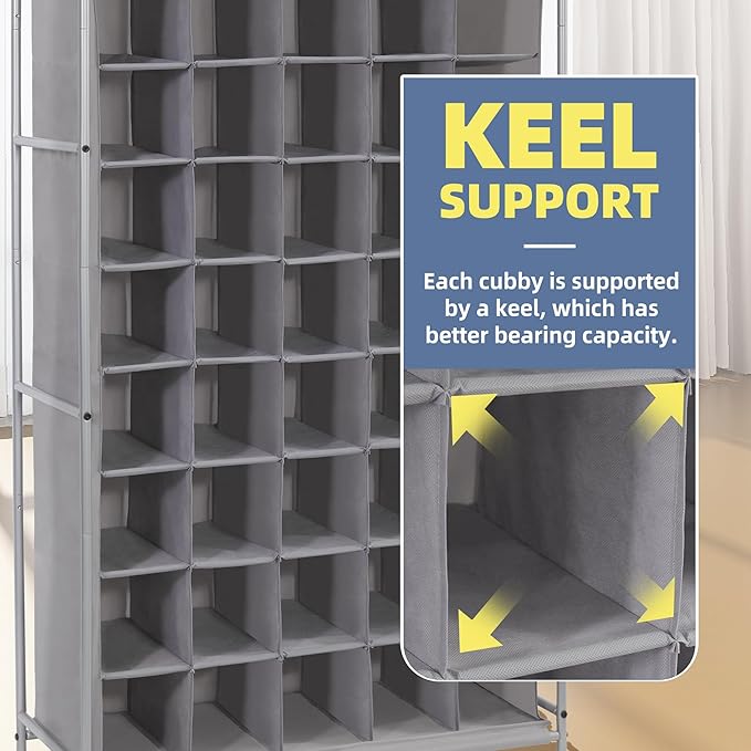 STORAGE MANIAC Shoe Cubby Organizer, Free Standing Shoe Cube Rack for Entryway, Bedroom, Apartment, Closet, 40-Cube Gray