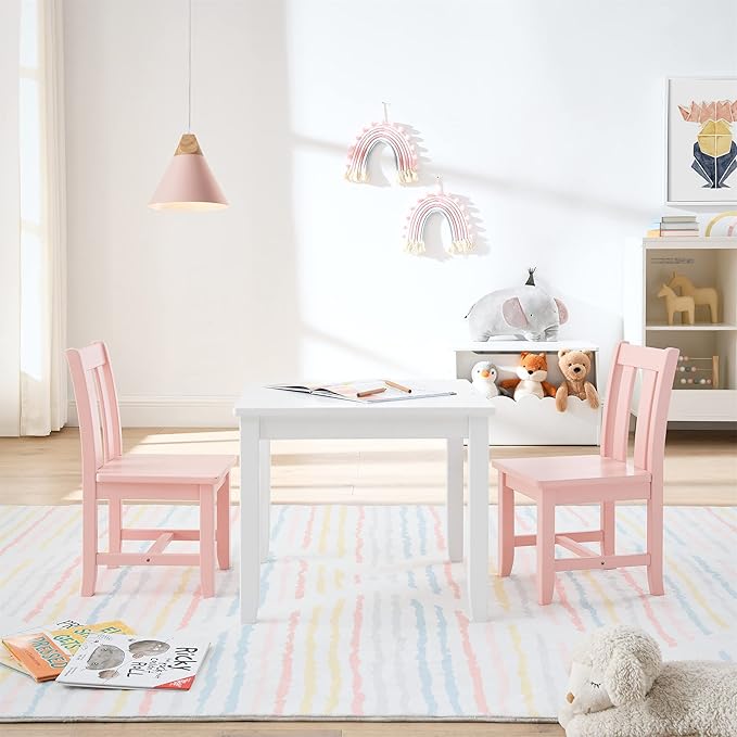 MUSEHOMEINC Kids Chairs for Toddlers, Children Wooden Chairs for Playing or Activity, Set of 2, Activity Chair for Children/Kids Wooden Chair/Preschool Furniture/Gift for Boys Girls. (Pink, Chair)