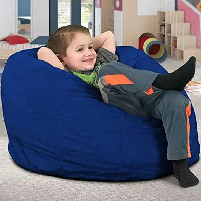 ULTIMATE SACK Kids Bean Bag Chair, Oversize Bean Bag Chair for Adults, Comfy Chair Bean Bag Couch Lounge Sofa Loveseat Furniture | Electric Blue Suede