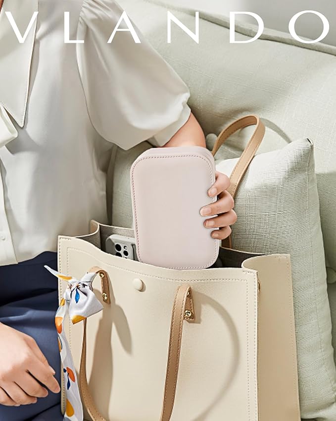 Vlando Travel Jewelry Case, PU Leather Travel Jewelry Box with Earring Holder, Portable Display Small Jewelry Box for Mothers Day Women Girls Gift - Pink