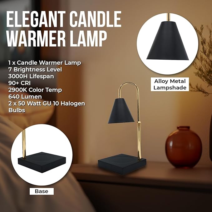 Adjustable Electric Candle Warmer Lamp with Timer - Safe & Dimmable Fragrance Diffuser for Wax Melting and Jar Candles - Modern Home Decor and Gift Ideas