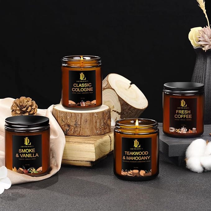 Smoke & Vanilla Candles, Smoke Vanilla Scented Candle, Natural Soy Candles for Home Scented, Long Lasting with 50 Hour Burn Time, Gifts for Men Women