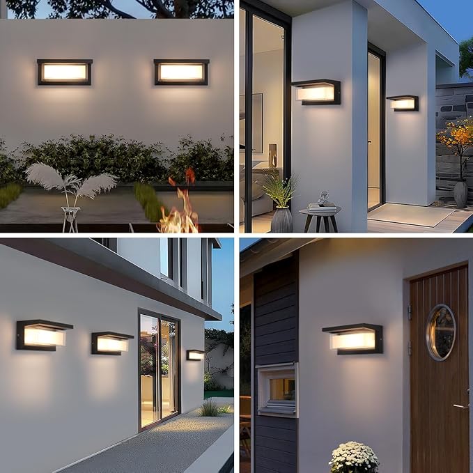 Outdoor Porch Light 24W Outdoor Wall Sconce Lights 3 Color 3000K/4000K/6500K Outdoor Light Fixture 2100LM IP65 Waterproof for House Garage Exterior Lighting fixtures Backyard Garden 1 Pack