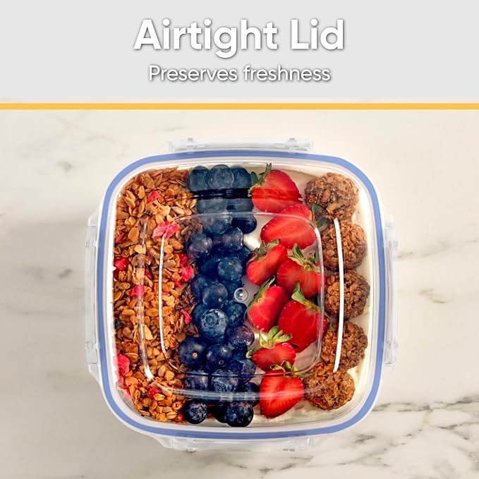 Superio Airtight Food Storage Container with Leakproof Lid, 14 Cups, 112 Oz- BPA Free Sealed Container for Kitchen, Pantry, Fridge, Clear, Deep