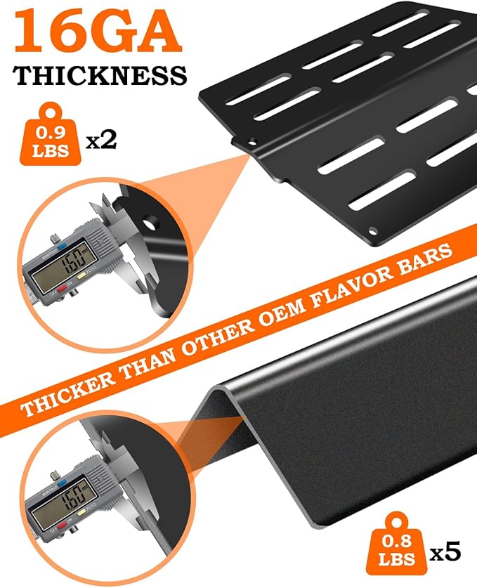 7620 7622 Flavorizer Bars 17.5 inch and Heat Deflector for Weber Genesis Grill Parts Genesis 300 320 330 S310 E310 Grill Parts with Front Control, Grill Replacement Parts for Weber 7621 65505