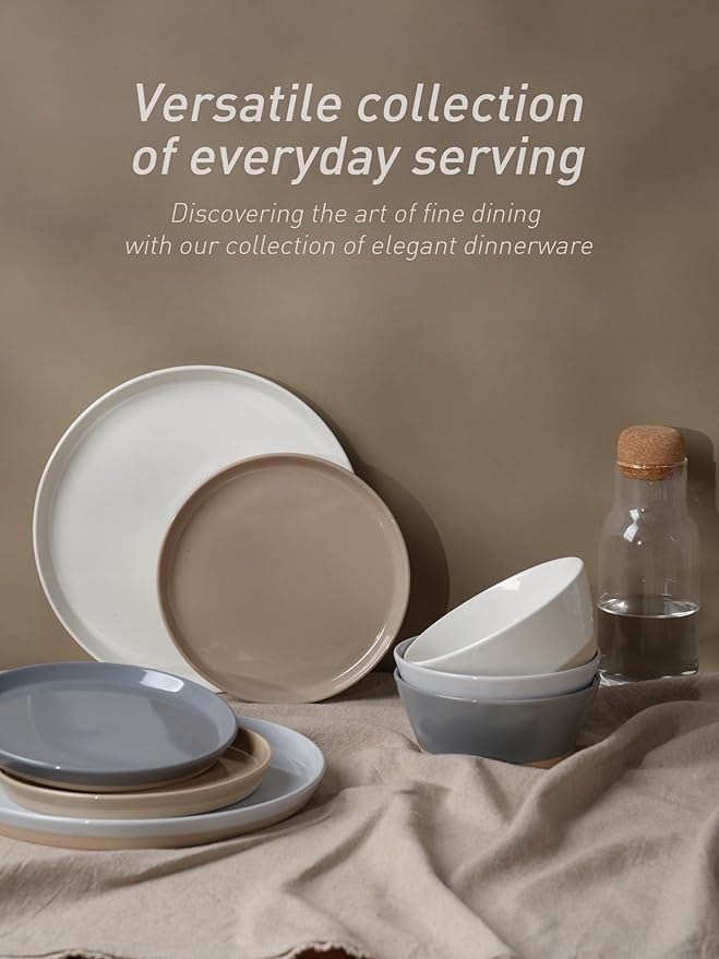 Famiware Saturn Speckled Dinnerware Sets for 4 (12 Pieces), Stoneware Plates and Bowls Dish Set - Chip and Scratch Resistant, Microwave and Dishwasher Safe, Multi-color