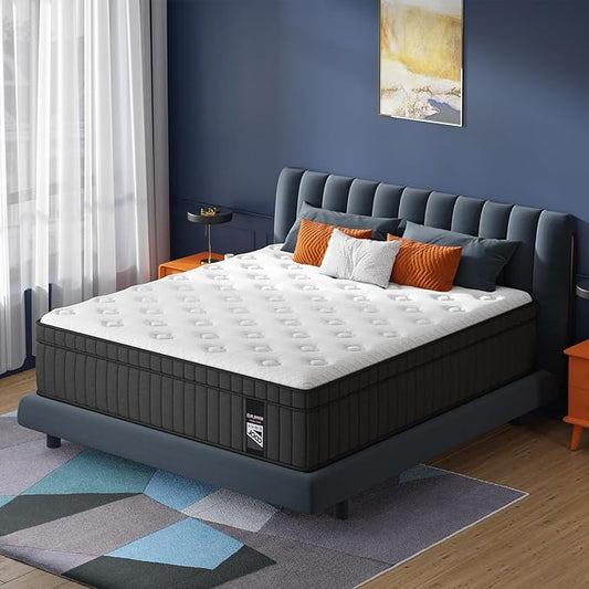 Full Size Mattress, 14 Inch Hybrid Mattress in a Box withGel Memory Foam and Pocket Spring, Medium Firm Feel, Cooler Sleep & Pressure Relief, 54 * 75 * 14, 120 Nights Risk-Free Trial