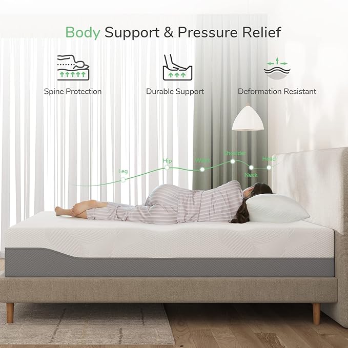 Novilla Full Mattress, 10 Inch Gel Memory Foam Mattress for Enhanced Support & Motion Isolation, Medium Firm Bed Mattresses in a Box-Vibrant