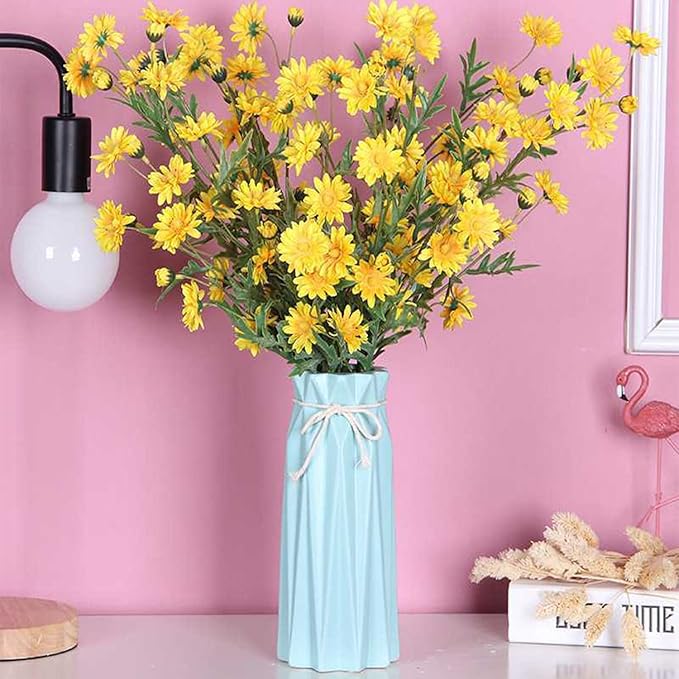 Ceramic Blue Vase Flower Vase for Home Decor Modern Style 9.5 inch Tall Vase for Table Shelf Home Decor Vase for Fireplace Bedroom Kitchen Living Room Wedding Office Desk Birthday Gifts