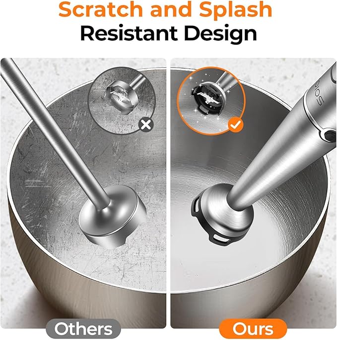 KOIOS Immersion Blender Handheld - Trigger Variable Speed 5-in-1 Immersion Hand Blender 1100W, Anti-Scratch Stainless Steel Shaft, Chopper & Milk Frother, Non-BPA for Soup, Baby Food and Smoothies