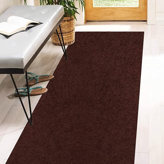 3' x 71' Runner Rugs with Rubber Backing, Indoor Outdoor Utility Carpet Runner Rugs, Chocolate Brown, Can Be Used as Aisle for The RV and Boat, Laundry Room and Balcony
