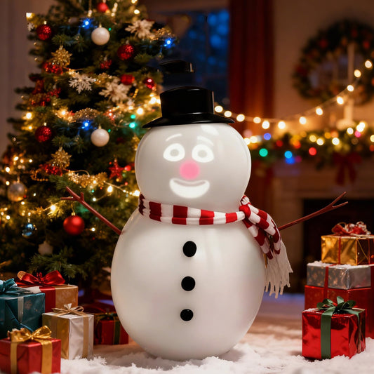 Nyrvexa Animated Talking Snowman,Singing,Talking,Dancing Interactive Blinking Snowman with Built-in Projector & Speaker -Plug'n Play Christmas Decoration, LED Facial Projection (USB/Battery Powered)