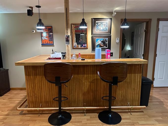 3 Pack 1 Light Industrial Hanging Indoor 7.3" Kitchen Island Pendant Ceiling Light Fixtures Black Finish,Drum Metal Shade for Bar Dining Room Living Room Over Sink