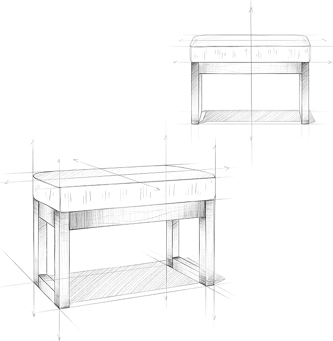 SIMPLIHOME Milltown 27 inch Wide Contemporary Rectangle Footstool Ottoman Bench in Distressed Black Vegan Faux Leather, Assembled, For the Living Room and Bedroom