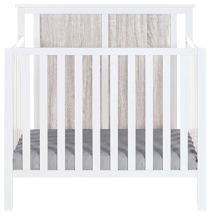 Suite Bebe Connelly 3-in-1 Mini Crib in White/Rockport Gray - Comes with Mattress Pad