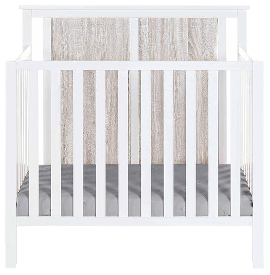 Suite Bebe Connelly 3-in-1 Mini Crib in White/Rockport Gray - Comes with Mattress Pad