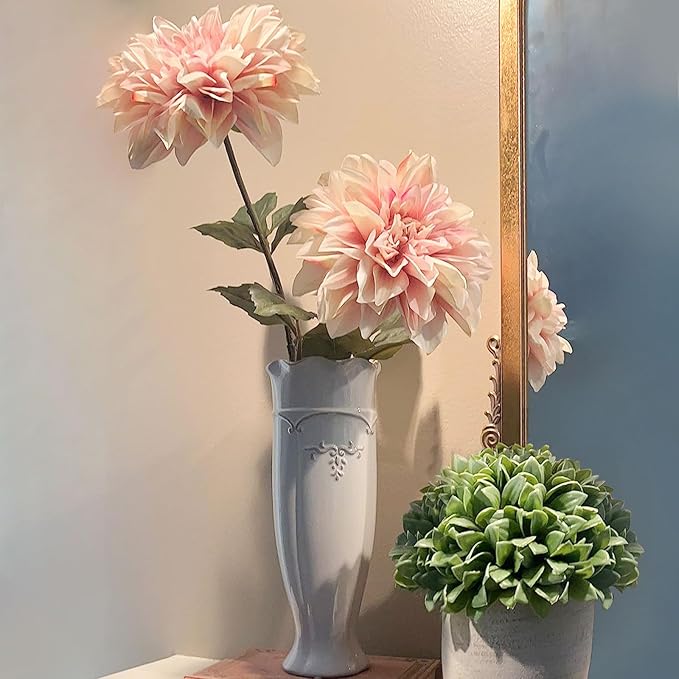 hjn White Vase for Flowers, Ceramic vase for Home Decor French Rustic Vase for Kitchen/Table/Living Room/Shelf/Mantel/Office-Height-11.6"