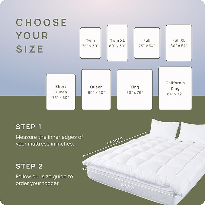 Soft & Cooling Pillow Top Mattress Topper California King with 300TC Cotton Cover, Extra Thick Plush Bed Topper for Back Pain, Overfilled Mattress Pad Cover for Firm Mattress, Fit to 6”-22” Mattress.